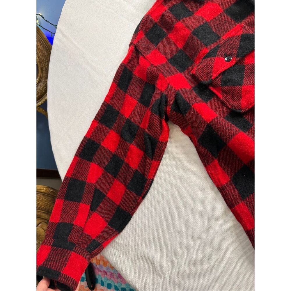 Sears Men’s Vintage Red Black Lumberjack Flannel Shirt Size XL See Measurements - Picture 5 of 10